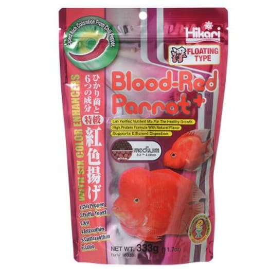 Hikari Pelet Ikan Hias Blood Red Parrot 333g — gambar 1