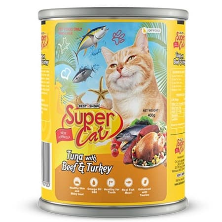 SuperCat Super Cat Adult Tuna Beef Turkey 400g Makanan Basah Kucing — gambar 1