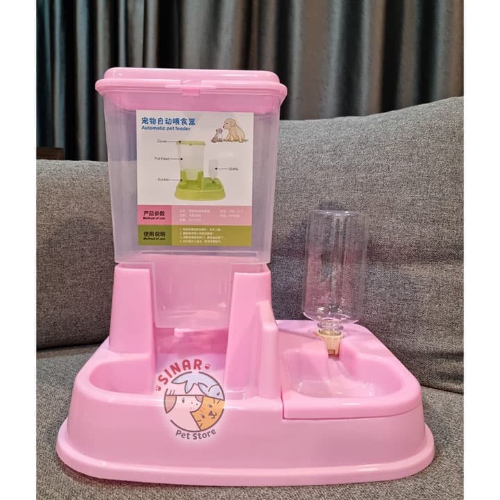 Dispenser 12 Tempat Makan Minum Hewan Kucing Anjing Kelinci Food Drink - gambar 1