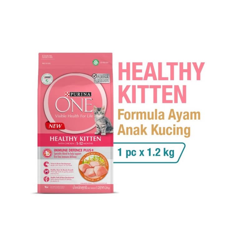 Purina ONE Healthy Kitten Chicken Makanan Kering Anak Kucing 1.2Kg - gambar 1