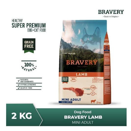 Bravery Mini Adult Lamb 2kg Makanan Anjing Small Breed Super Premium — gambar 1