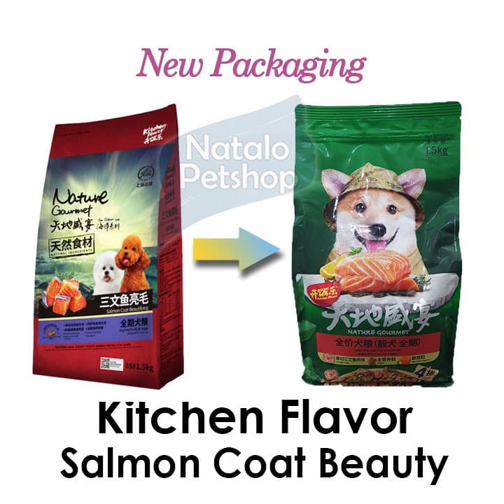 Kitchen Flavor Salmon 1.5kg Coat Beautifying Dog Food — gambar 1