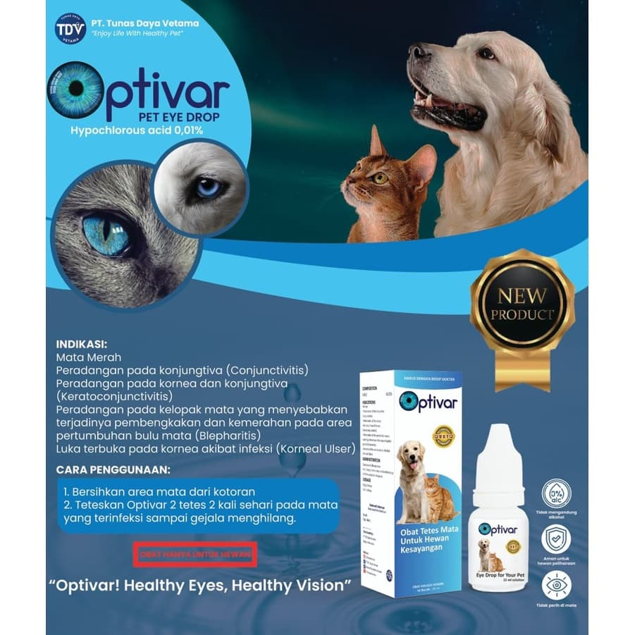 Optivar 15ml Obat Tetes Mata Hewan Kucing Anjing Kelinci Mata — gambar 1