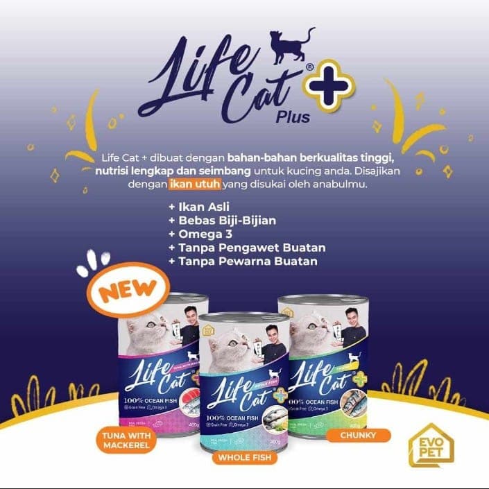 Life Cat LifeCat Plus + 400g Makanan Basah Kucing Kaleng Ikan Fish — gambar 1