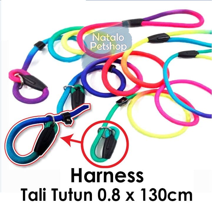 Harness Rainbow ikat Leher/Tali tuntun Kucing/Anjing/Kelinci Tebal — gambar 1