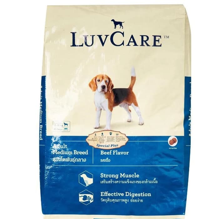Luv Care Medium Adult Beef 15kg Dog Food Makanan Anjing — gambar 1