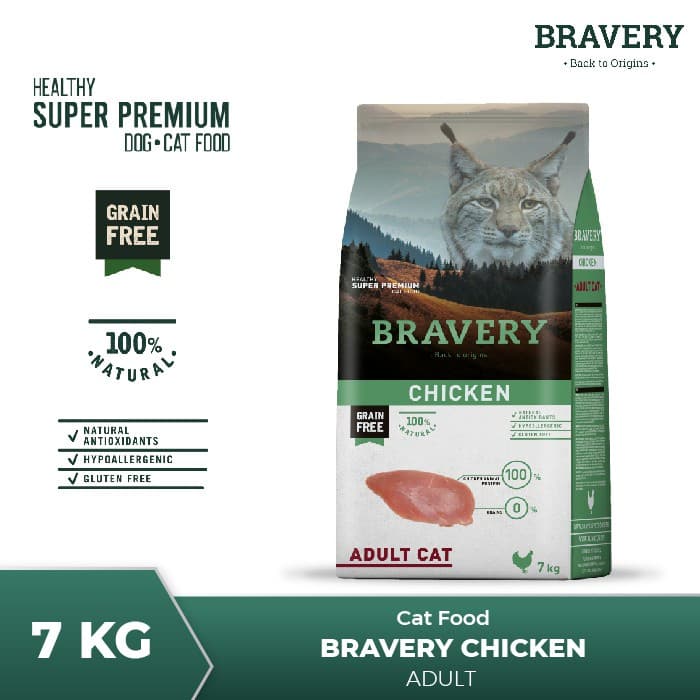 Bravery Adult Cat Chicken 7kg Makanan Kucing Dewasa Super Premium Ayam — gambar 1