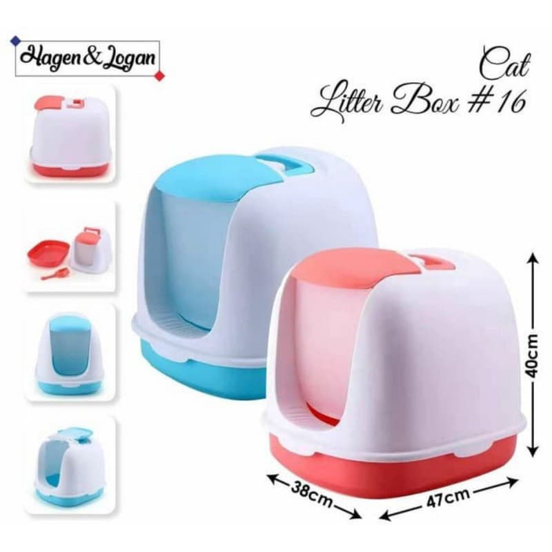 Cat Litter Box 16 Pet Toilet/Bak Pasir Kucing Free Sekop Tutup 38 — gambar 1