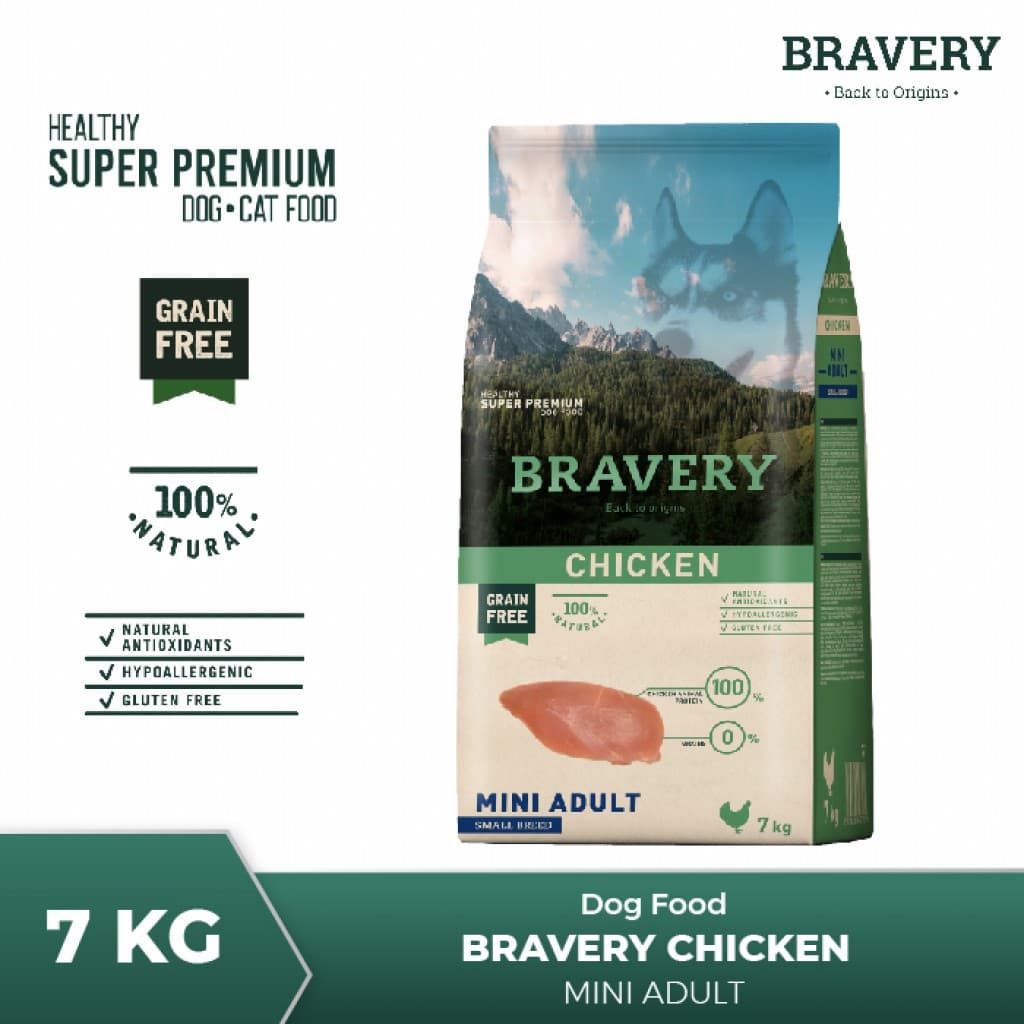 Bravery Mini Adult Chicken 7kg Makanan Anjing Small Breed Dog Super — gambar 1