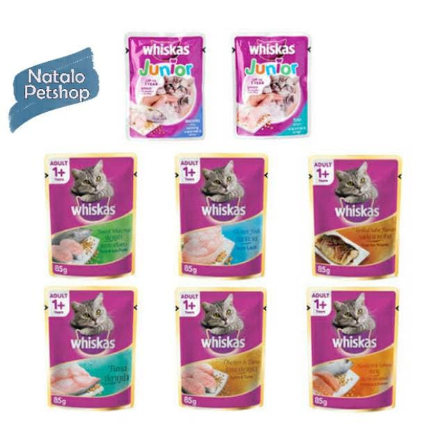 Whiskas Pouch 80g per Box isi 28pcs Cat Wet Food — gambar 1