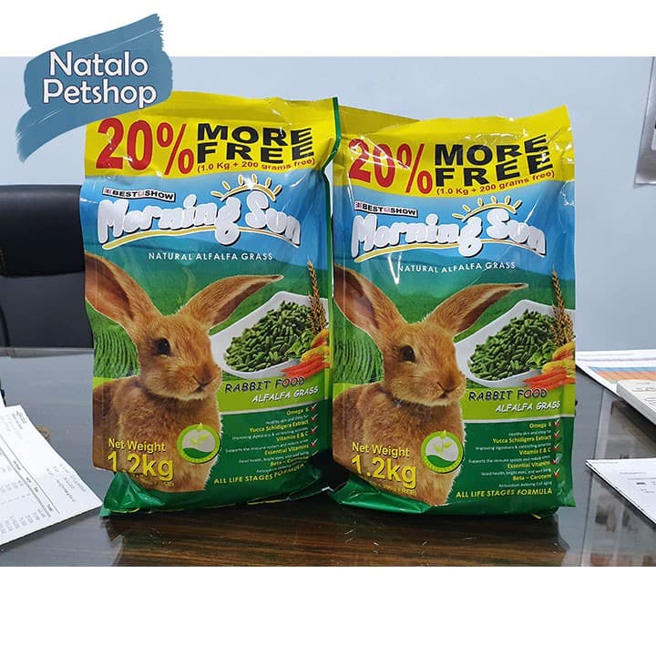 Morning sun alfalfa grass 1.2kg Makanan/pelet kelinci/Rabbit Dry food — gambar 1