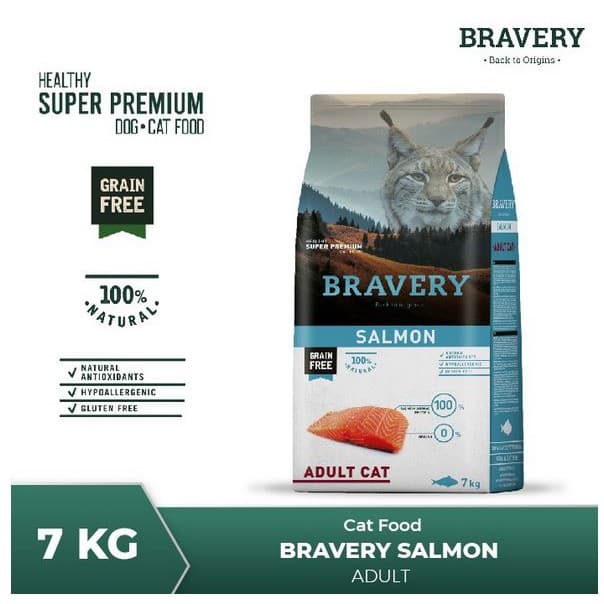 Bravery Adult Cat Salmon 7kg Makanan Kucing Dewasa Super Premium Food — gambar 1