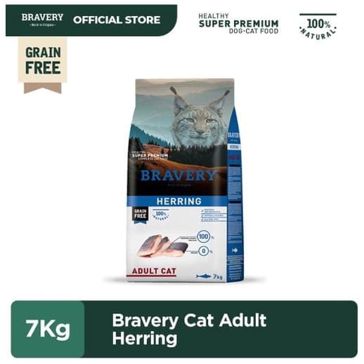 Bravery Adult Cat Herring 7kg Food Makanan Kucing Dewasa Ikan — gambar 1