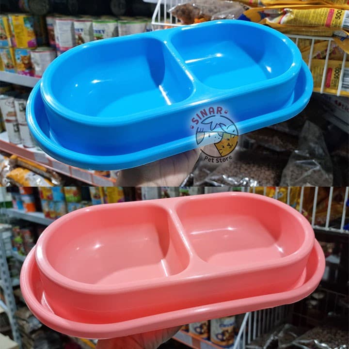 Bowl Double Anti Semut PC Tempat Makan Hewan Kucing Anjing Kelinci - gambar 1