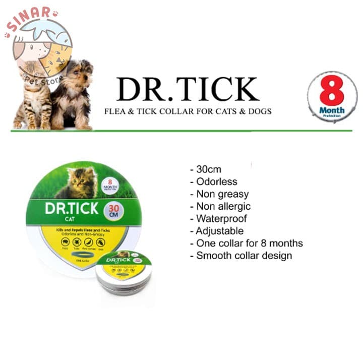 Kalung Kutu Kucing Dr Tick 30cm tahan 8 Bulan AMPUH Premium - gambar 1