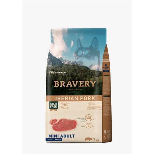Bravery Mini Adult Iberian Pork 7kg Makanan Anjing Small Breed Dog — gambar 1
