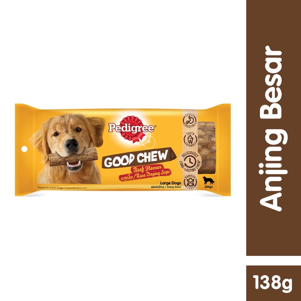 Pedigree Good Chew Large 138g Beef Dog Snack Anjing Gigit Cemilan — gambar 1