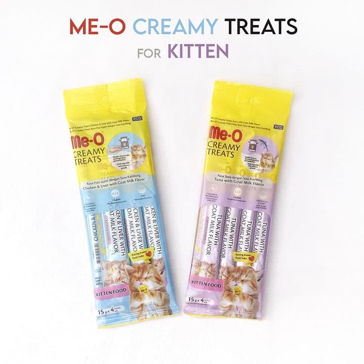 Me-O Creamy Kitten 4 x 15g Snack Liquid Anak Kucing Cat Food Meo Me O — gambar 1