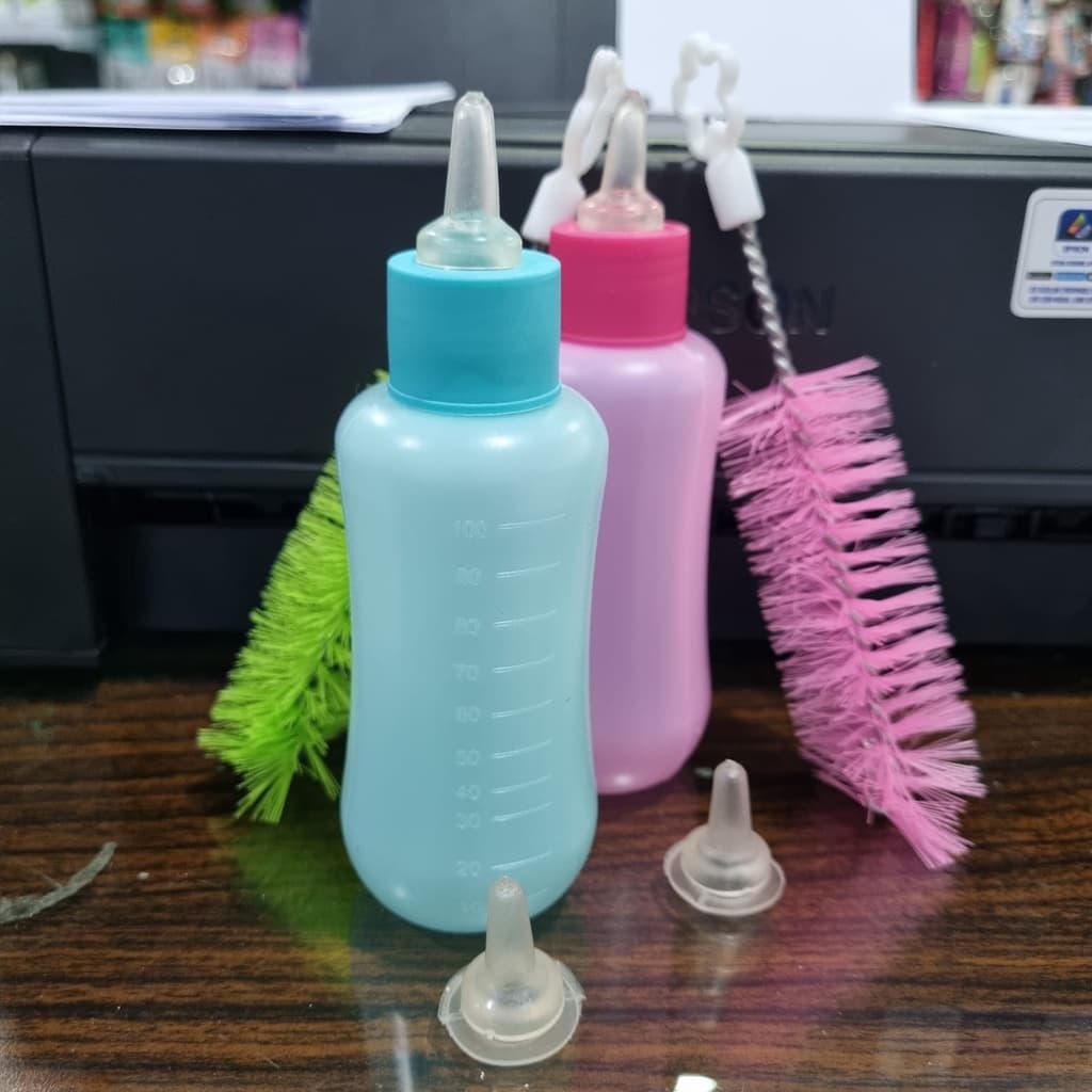 Dot Susu Lokal 100ml Hewan Kucing Anjing Free Sikat & Pentil — gambar 1