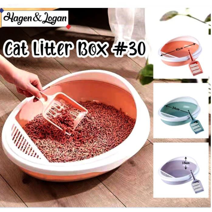 Cat Litter Box 30 Oval Free Sekop — gambar 1