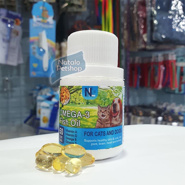 Fish Oil 50 Gels OMEGA 3/ Minyak Ikan Sehat Bulu Kucing Anjing Anak NL - gambar 1
