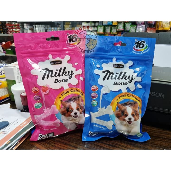 Calcium Milky Bone 220g Dental Snack Anjing Cemilan Tulang Gigi — gambar 1