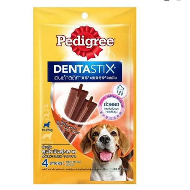 Pedigree Dentastix Medium Dog Smoky Beef Flavor 98g Snack Anjing — gambar 1