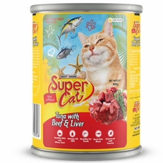 SuperCat Super Cat Adult Tuna with Beef Liver 400g Makanan Basah — gambar 1