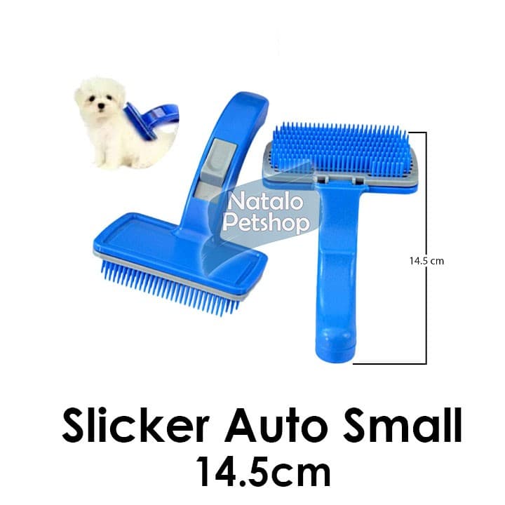 Sisir Slicker Automatic SMALL / Ukuran Kecil / Grooming Kucing/Anjing - gambar 1
