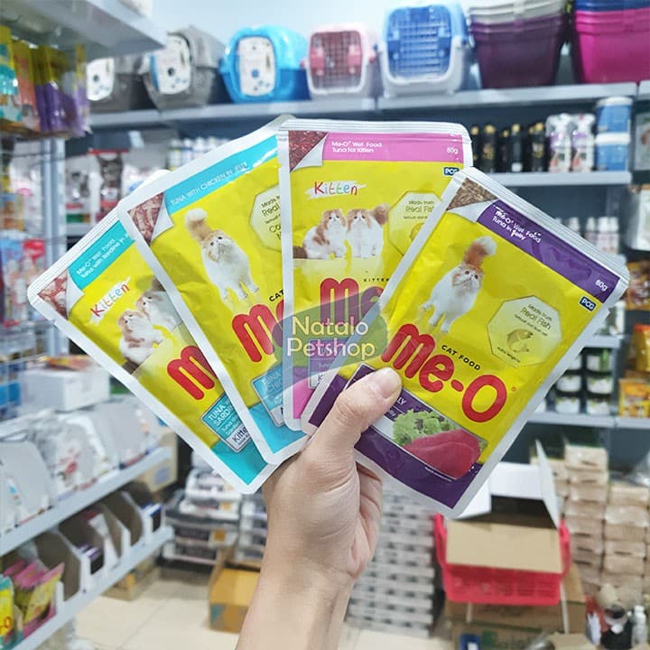 Me-o Pouch 80g Wet Cat Kitten Food Sachet Makanan Basah Kucing Meo — gambar 1