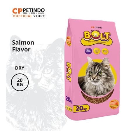 Bolt Cat Salmon 20KG Bentuk Kibble Bulat Makanan Kucing - gambar 1
