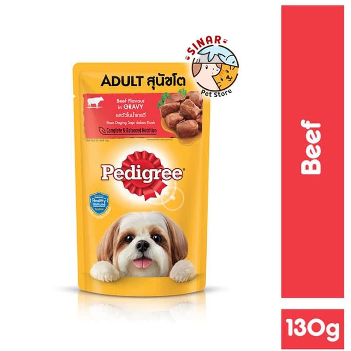 Pedigree Pouch Adult Beef 130g in Gravy — gambar 1