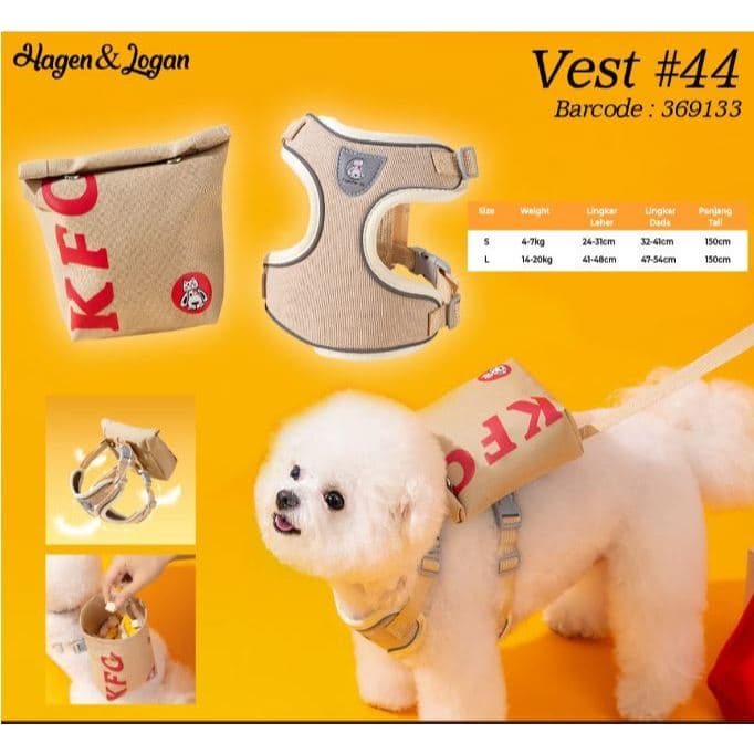 Harness Badan Hewan Kucing Anjing + Tali & Tas Kfc Cat Dog Leash — gambar 1