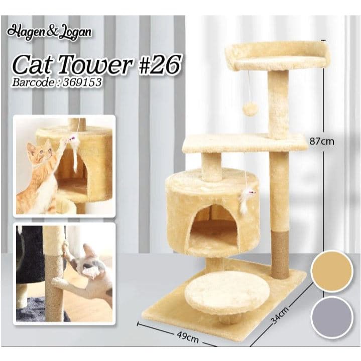 Cat Tower 26 Papan Garuk Mainan Kucing Toy Scratcher Garukan Condo - gambar 1