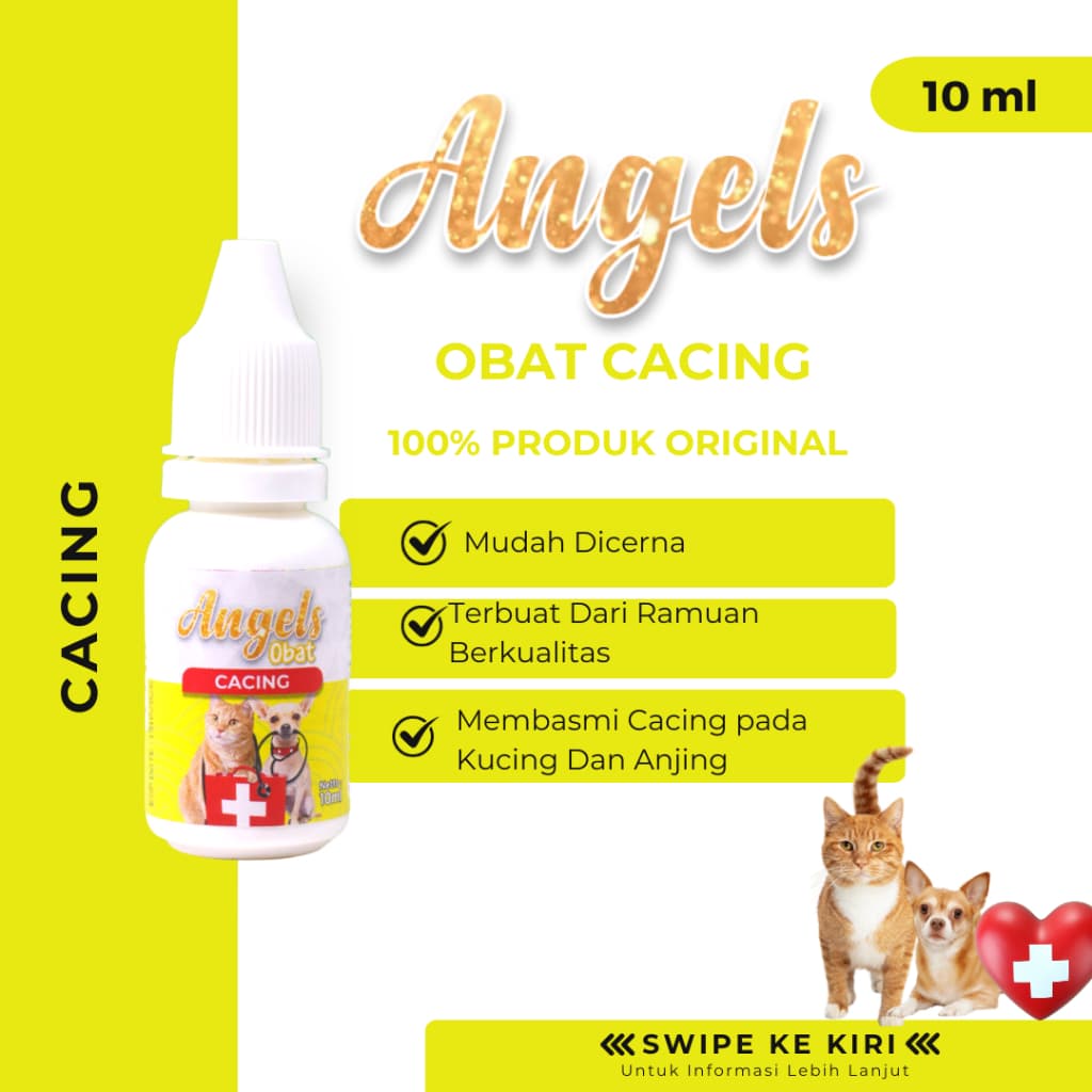 Angels Obat Tetes Cacing Hewan 10ml Kucing Anjing Cat Dog Cair Minum — gambar 1