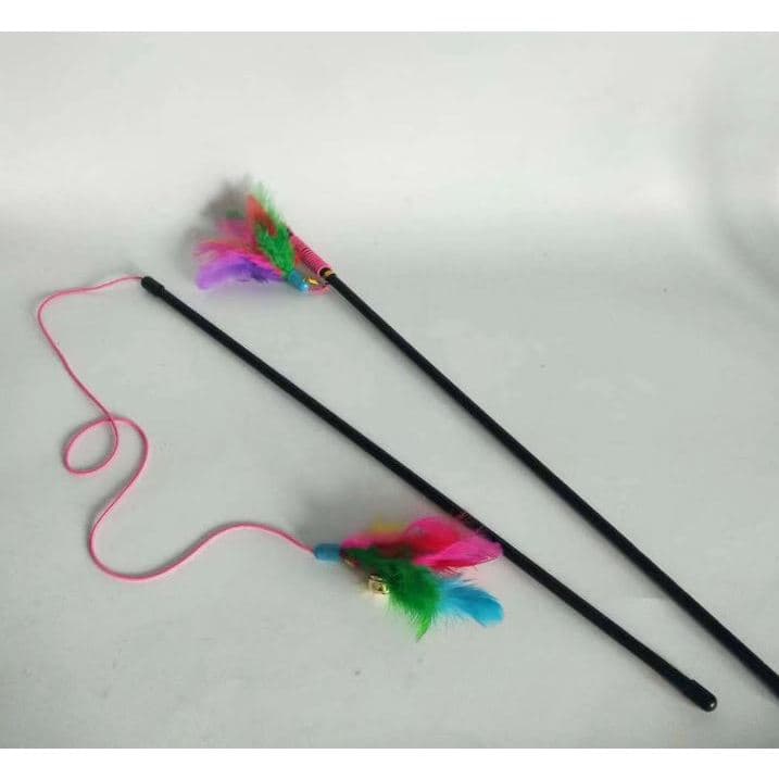 Cat Stick Teaser Tali Panjang Mainan Tongkat Bulu Kucing Lucu — gambar 1