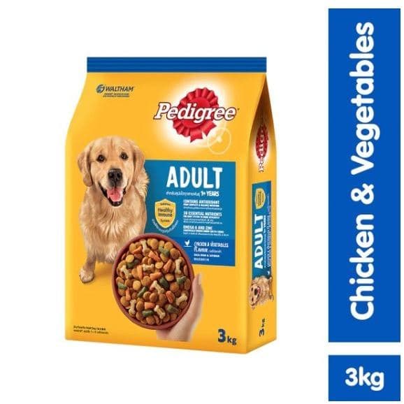Pedigree Adult Chicken & Vegetables 3kg Dry Dog Food Makanan Anjing — gambar 1