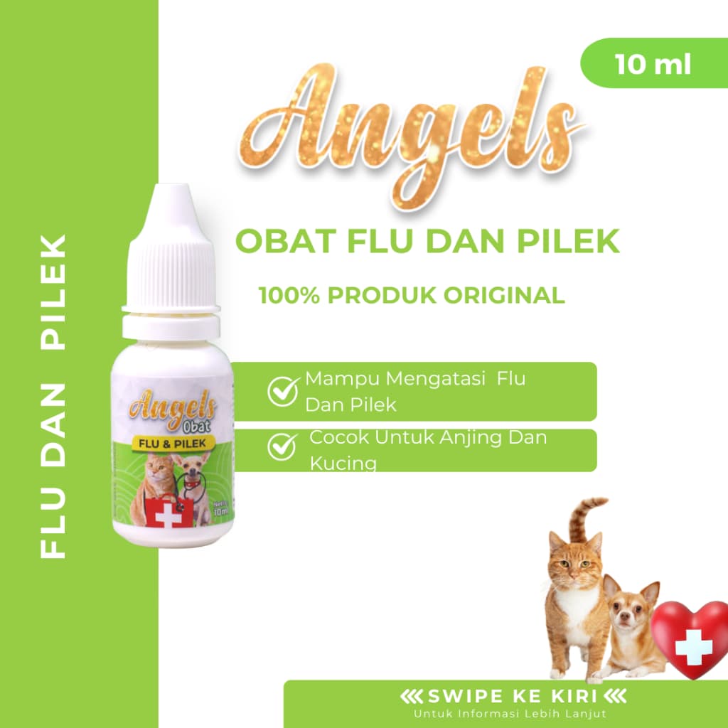 Angels Obat Flu dan Pilek Hewan 10ML Kucing Anjing Cat Dog Tetes Minum - gambar 1