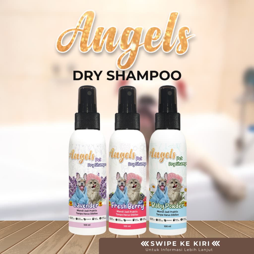 Angels Pet Dry Shampoo 100ml Kucing Anjing Pembersih Hewan Sampo Tanpa — gambar 1