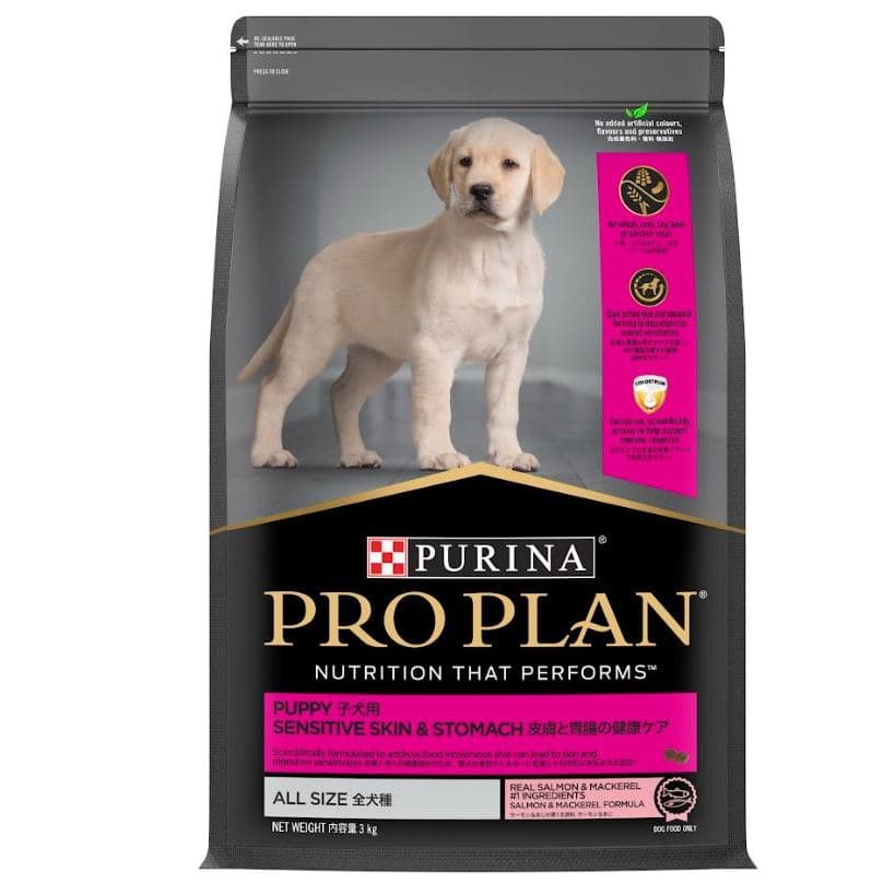Pro Plan Dog Puppy Sensitive Skin Stomach 3kg Salmon Mackerel All Size — gambar 1
