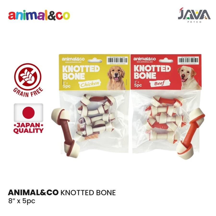 Animal&Co Dog Snack Knotted Bone 3" isi 5pcs — gambar 1