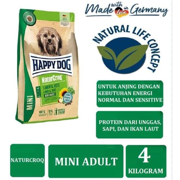 Happy Dog NaturCroq Mini Adult Lamb 4KG Makanan Anjing Kecil Food - gambar 1