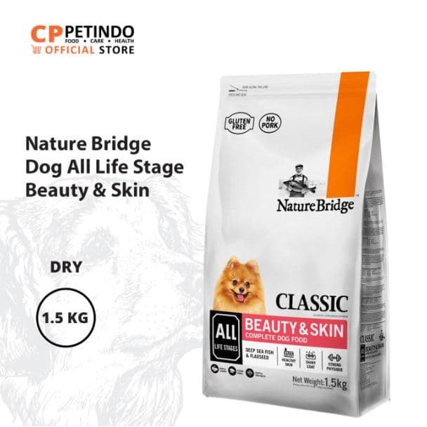 Nature Bridge Beauty & Skin Coat Dog 1.5KG Food Salmon All life Stages - gambar 1