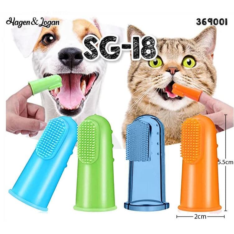Sikat Gigi Jari Hewan Kucing Anjing Kelinci warna Random — gambar 1
