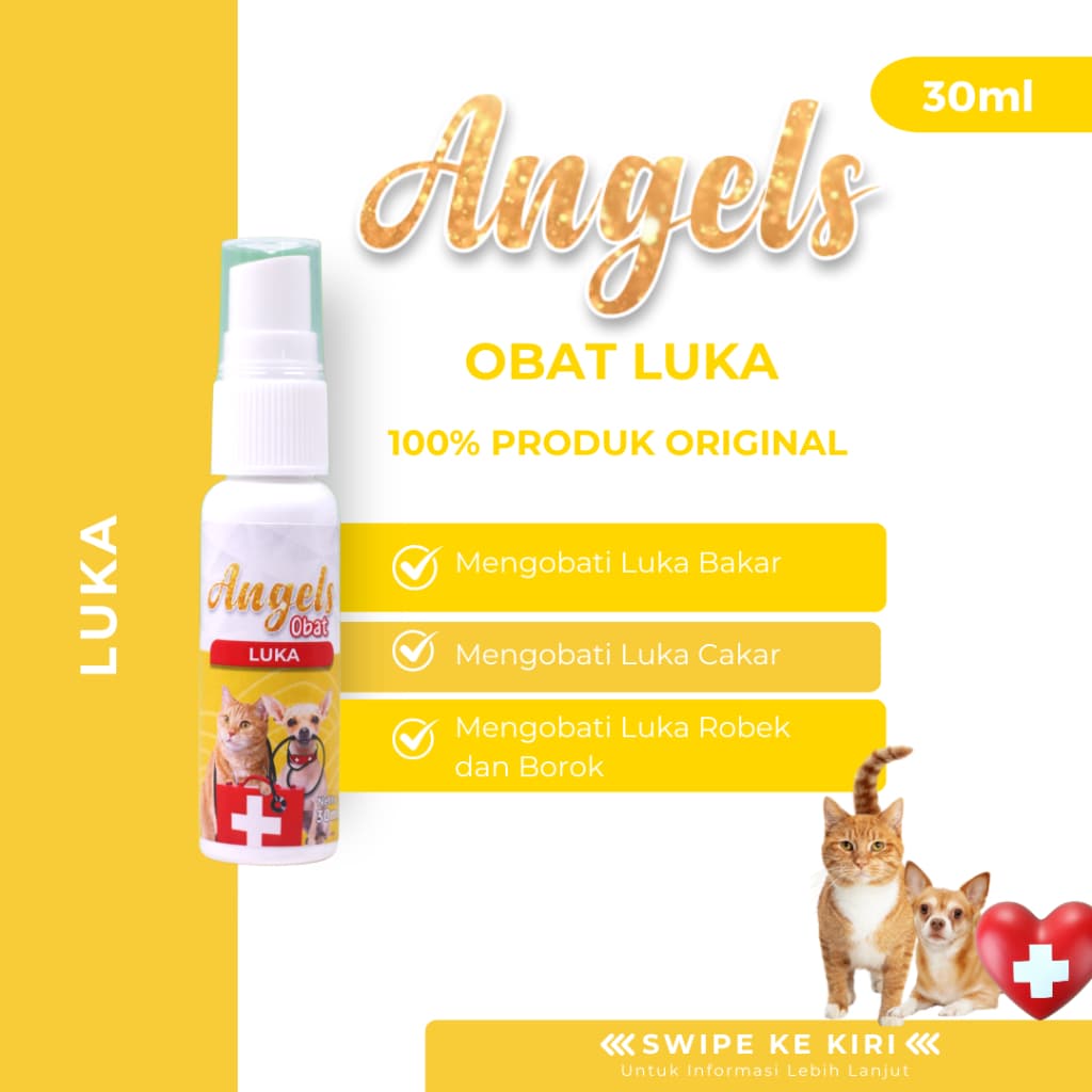 Angels Obat Luka Spray 30ML Hewan Kucing Anjing Bakar Borok Basah - gambar 1