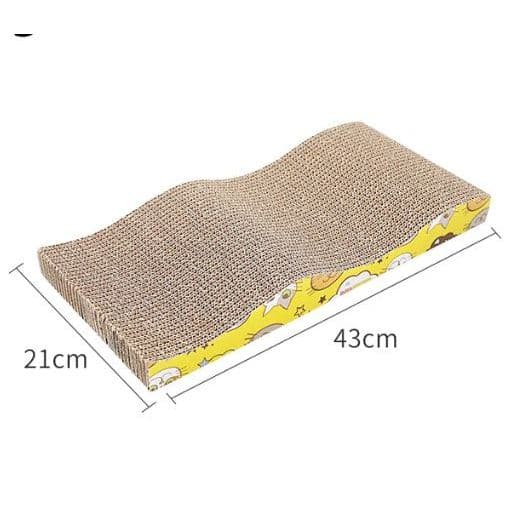 Papan Garuk Kucing #2 Wave Tebal with Catnip 21x4x44cm Mainan — gambar 1