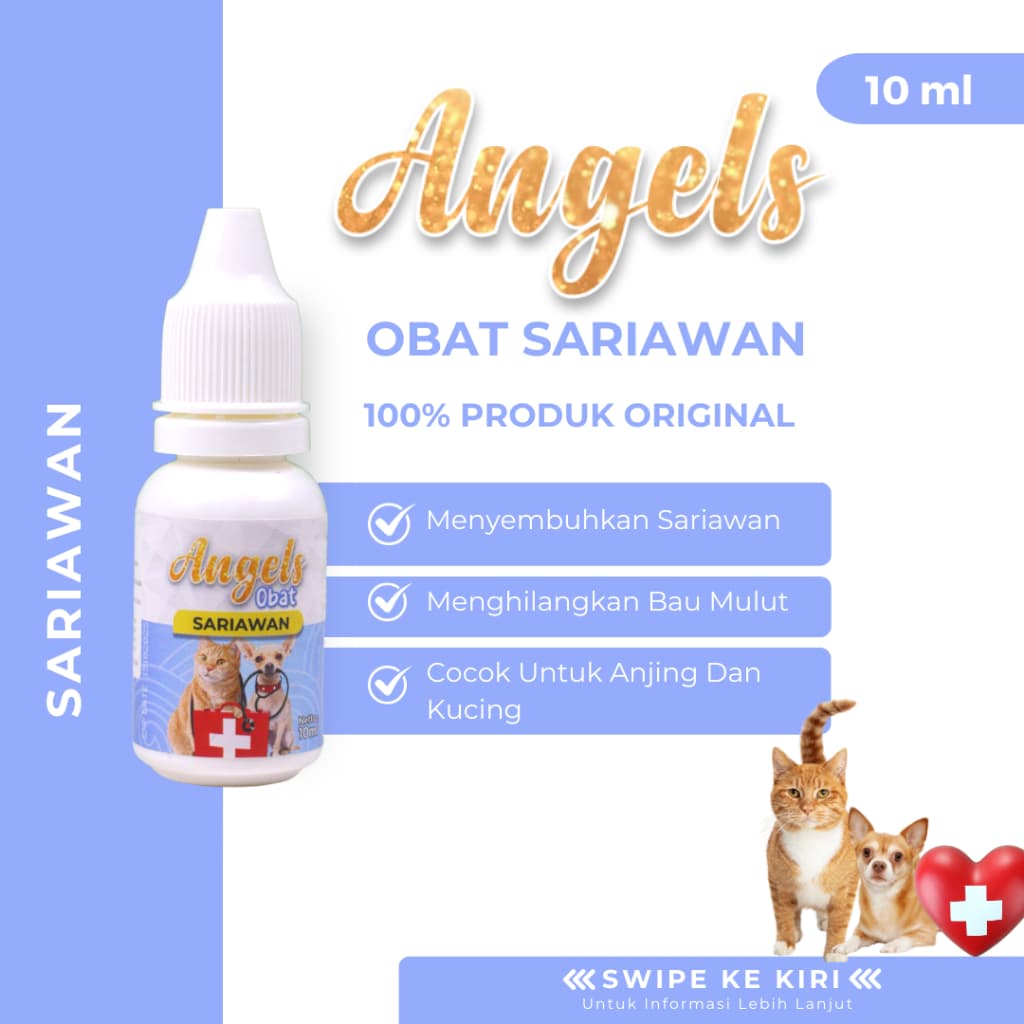 Angels Obat Tetes Sariawan dan Bau Mulut 10ml untuk Kucing dan Anjing — gambar 1