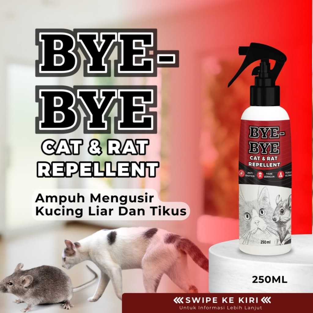 Bye Bye Cat & Rat Repellent Spray 250ml Usir Tikus Kucing buang — gambar 1