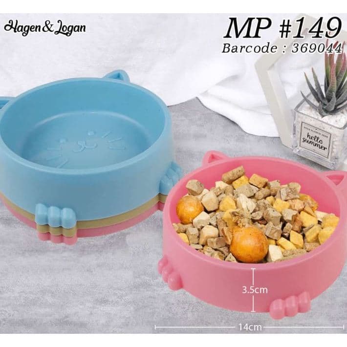 Bowl Single Bulat Kepala Kucing Lucu Tempat Makan Hewan Cat MP 149 — gambar 1