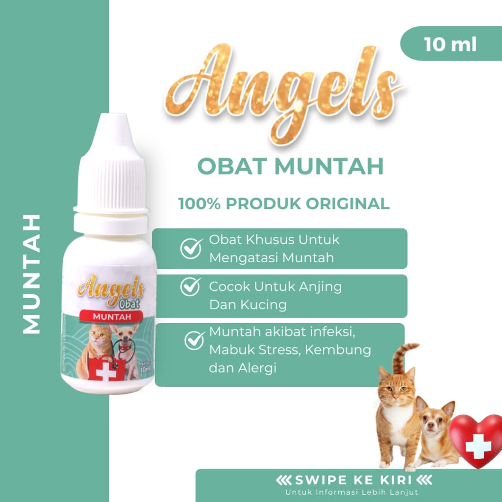 Angels Obat Muntah 10ML Hewan Kucing Anjing Kembung Pencernaan Stress - gambar 1